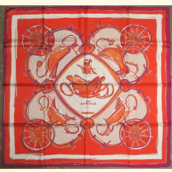 Hermes New Springs Scarf with signature orange box NWOT - Picture 1 of 3